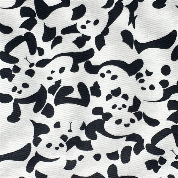 Close up of Packed Pandas cotton oxford fabric in black and white by Fuwari, Japanese import with allover panda print