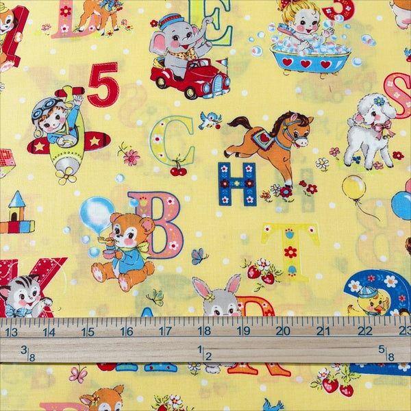 Happy Baby cotton fabric by Yuwa in yellow, AT822366 C