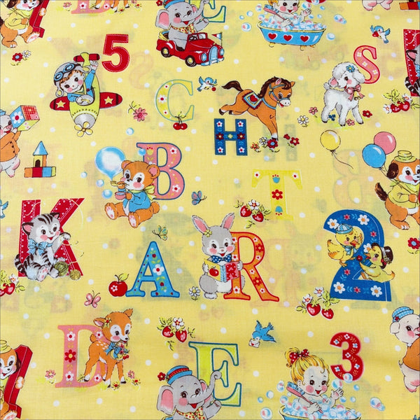Happy Baby cotton fabric by Yuwa in yellow, AT822366 C