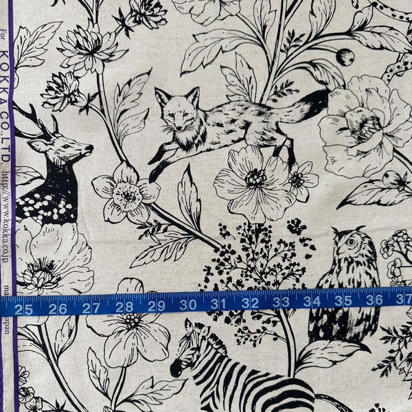 Echino Wonder Cotton Linen Canvas fabric by Kokka shown with scale reference