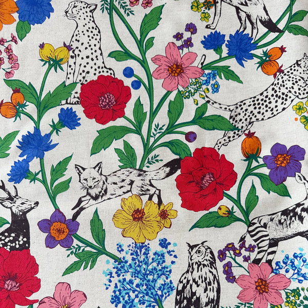 Echino Wonder Cotton Linen Canvas Fabric by Kokka in Natural/Multi, full view