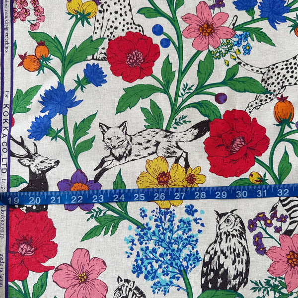 Echino Wonder Cotton Linen Canvas fabric by Kokka shown with scale reference