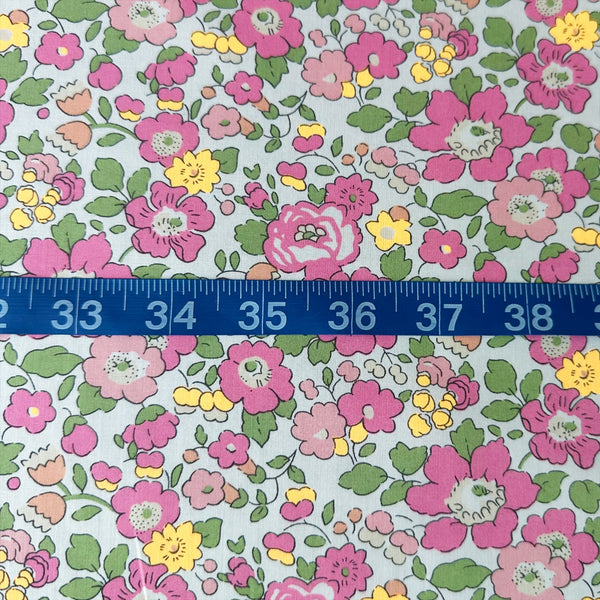 Betsy Tana Lawn fabric by Liberty Fabrics shown with scale reference