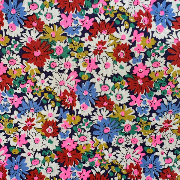 Libby Tana Lawn Fabric by Liberty Fabrics in Multibright Neon, full view