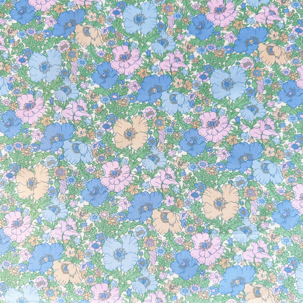 Meadow Song Tana Lawn Fabric by Liberty Fabrics in Blue, full view