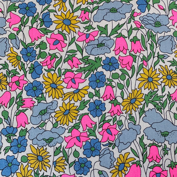 Poppy and Daisy Tana Lawn Fabric by Liberty Fabrics in Multipast Neon