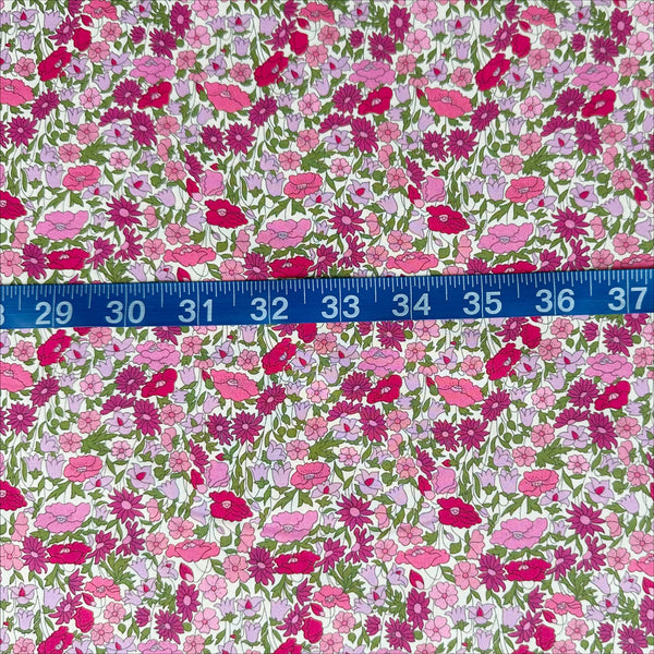 Poppy Forest Tana Lawn fabric by Liberty Fabrics shown with scale reference