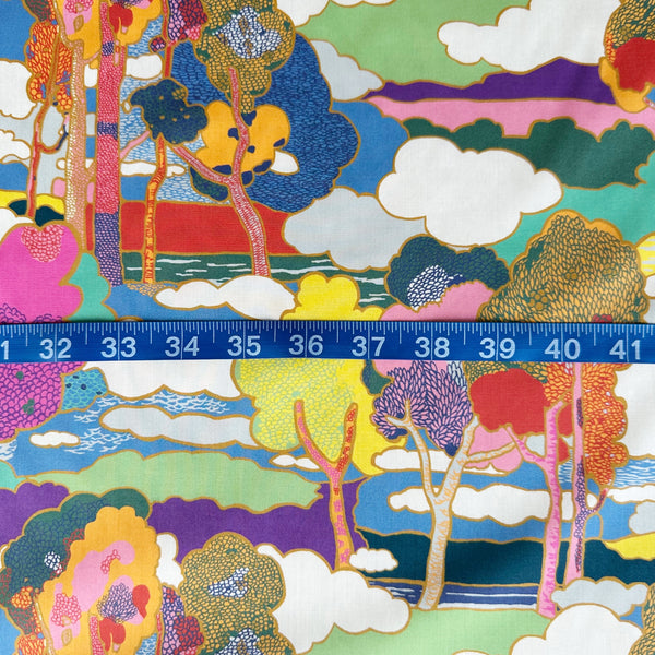 Prospect Road Tana Lawn fabric by Liberty Fabrics shown with scale reference