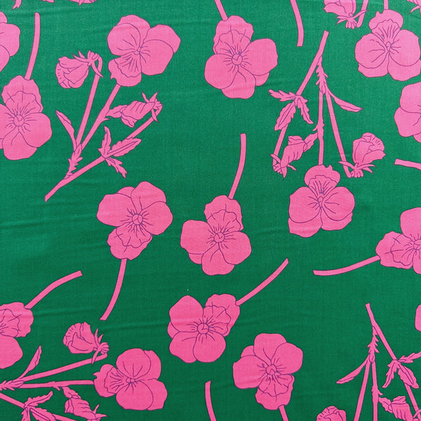 Radiant Ros Tana Lawn Fabric by Liberty Fabrics in Green, full view