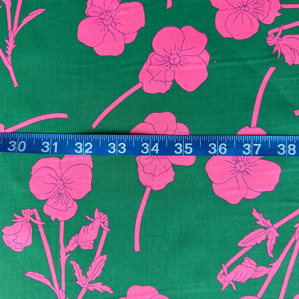 Radiant Ros Tana Lawn fabric by Liberty Fabrics shown with scale reference