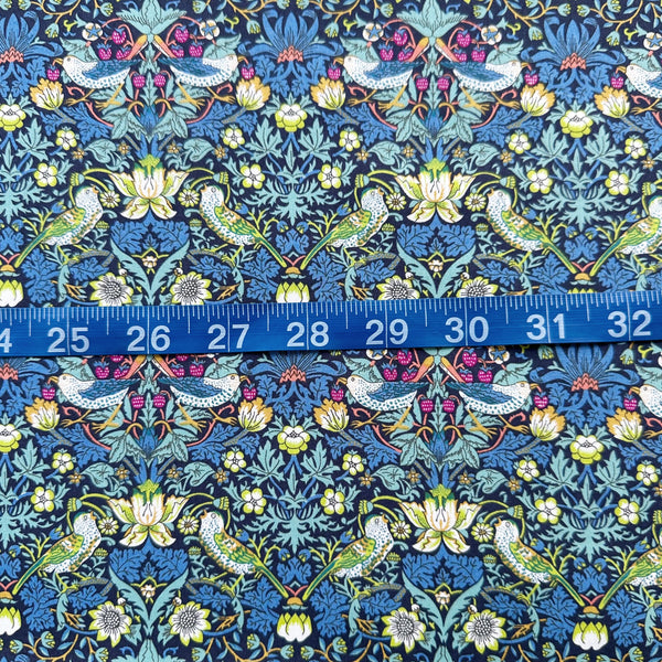 Strawberry Thief Tana Lawn fabric by Liberty Fabrics shown with scale reference