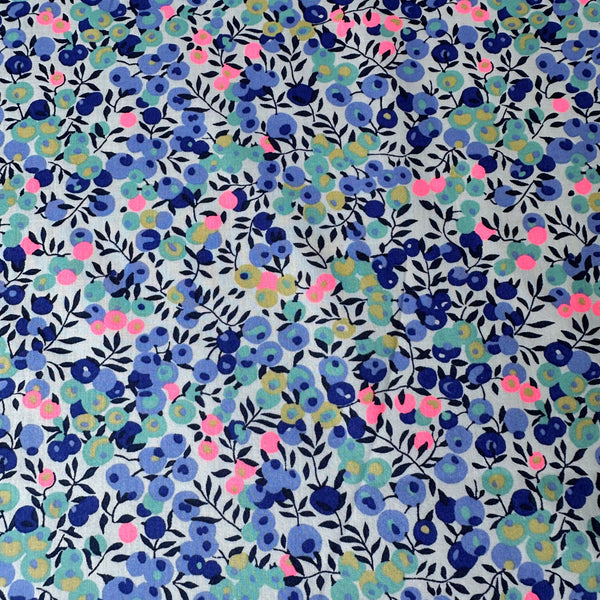 Wiltshire Tana Lawn Fabric by Liberty Fabrics in Blue Turq Neon, full view