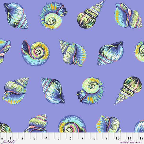 Scale of Lil Shelly in Marine from the Floral Reef collection by Tula Pink – colorful shell coordinating print