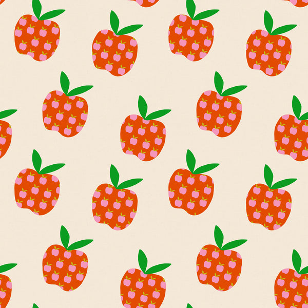 Mystic Fable Big Apple Canvas in Natural cotton linen fabric by Alexia Abegg for Ruby Star Society featuring retro apple print