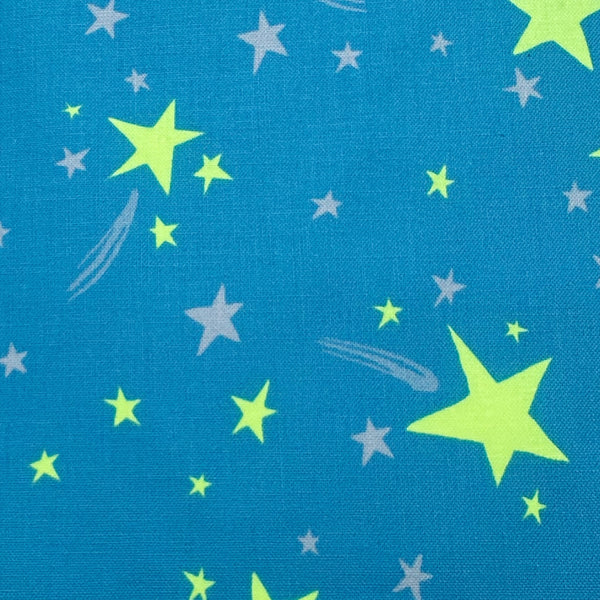 Close-up of Neon Pop Star print detail in Blue, imported from Japan
