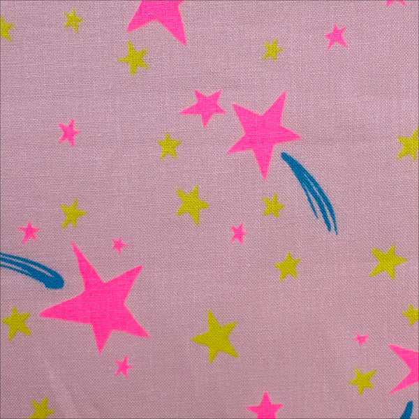 Close-up of Neon Pop Star print detail in Pink, imported from Japan