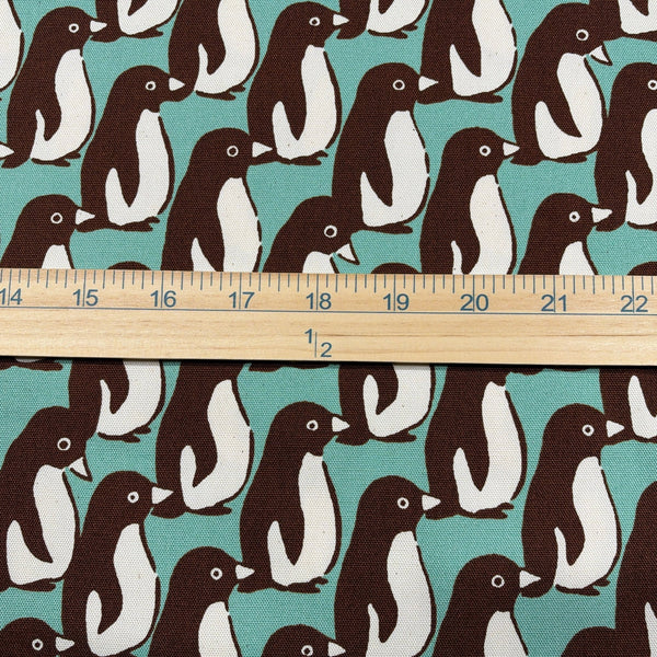 Scale of Penguin Country cotton oxford fabric by Sevenberry in aqua