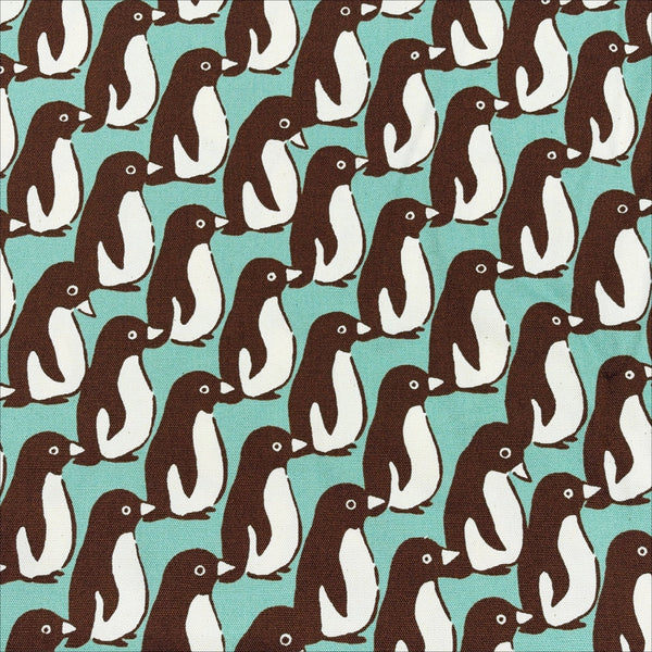 Penguin Country cotton oxford fabric by Sevenberry in aqua