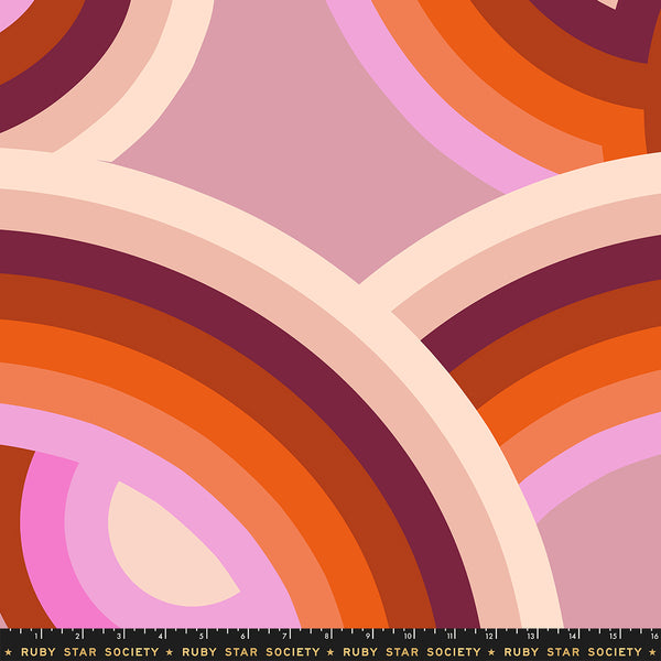 Scale of Poolside Too Daydream rayon fabric in Plum by Ruby Star Society featuring a retro abstract loop print