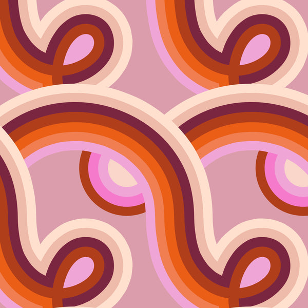 Poolside Too Daydream rayon fabric in Plum by Ruby Star Society featuring a retro abstract loop print