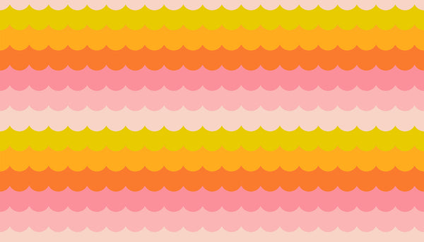 Poolside Too Umbrella Scallops cotton fabric in Balmy by Ruby Star Society featuring rows of colorful arcs inspired by retro beach umbrellas