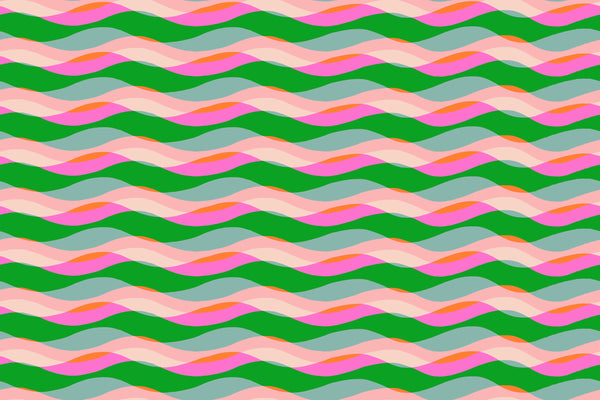 Poolside Too Waves cotton fabric in Lipstick by Ruby Star Society featuring colorful retro-inspired abstract waves