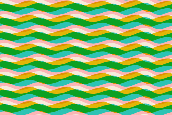 Poolside Too Waves cotton fabric in Tropic by Ruby Star Society featuring colorful retro-inspired abstract waves
