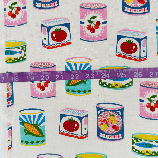 Scale of Retro Cans cotton oxford fabric by Sevenberry in natural, style 850607