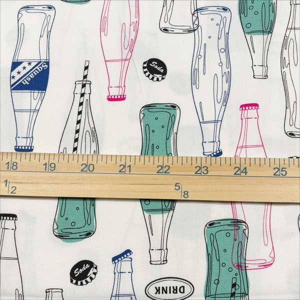 Scale of Retro Soda Bottle cotton fabric by Cosmo Textiles in white, AP61109-2