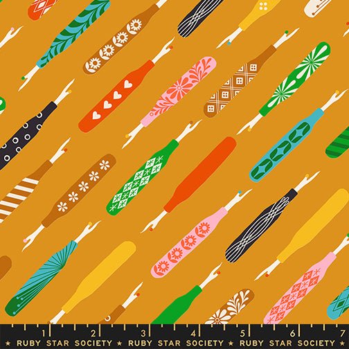 Seam Rippers fabric by Ruby Star Society shown with scale reference