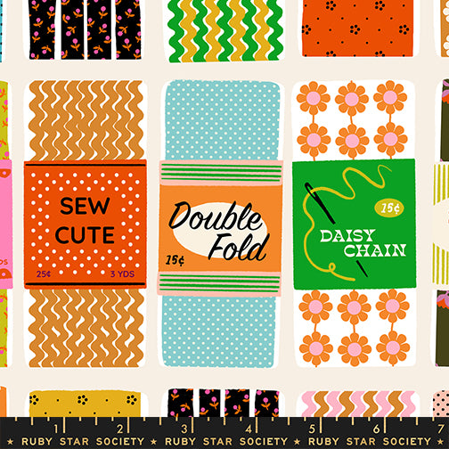 Sew Cute fabric by Ruby Star Society shown with scale reference
