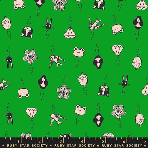 Thread Charms fabric by Ruby Star Society shown with scale reference