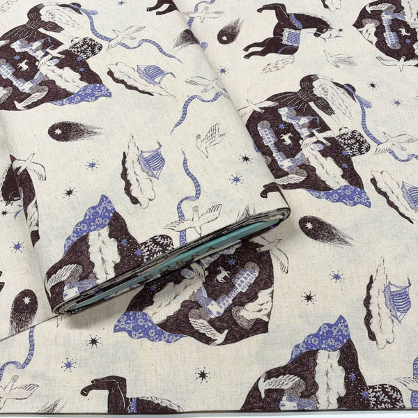 Bolt of Sanae Sugimoto Vacation cotton linen fabric by Kokka in natural, EGX-9220 3C