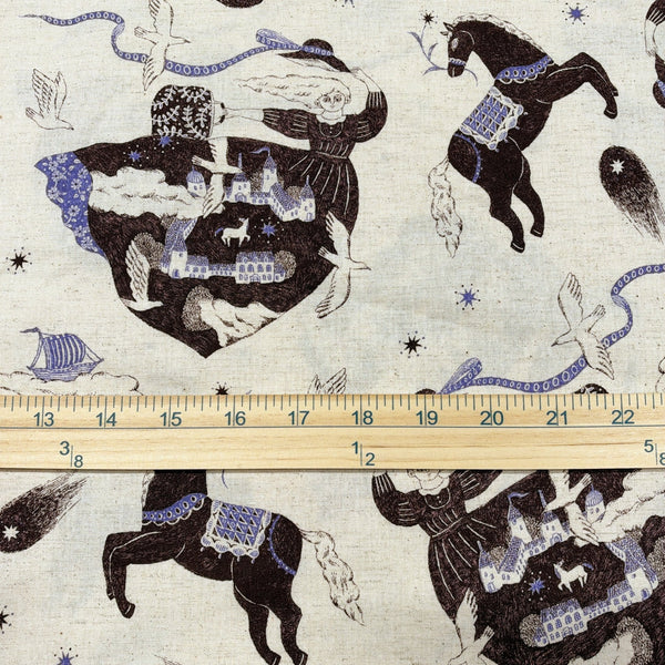 Scale of Sanae Sugimoto Vacation cotton linen fabric by Kokka in natural, EGX-9220 3C