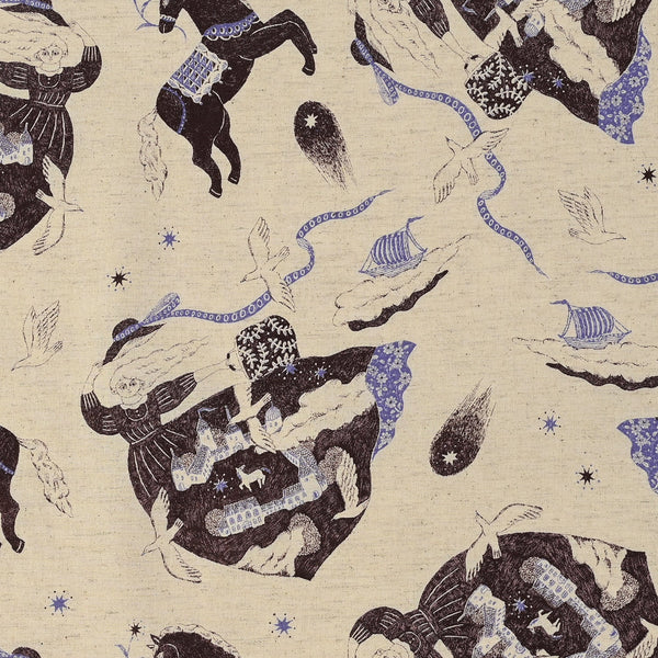 Stock photo of Sanae Sugimoto Vacation cotton linen fabric by Kokka in natural, EGX-9220 3C