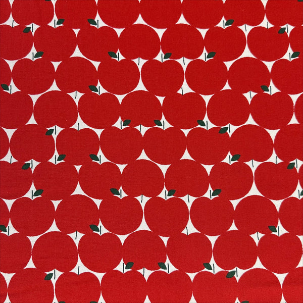 Apples Cotton Oxford in Red by Sevenberry, Japanese import fabric featuring stylized red apple print
