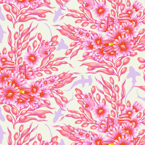 Shadow Sharks in Delphine from the Floral Reef collection by Tula Pink – subtle shark silhouettes integrated into a floral reef design
