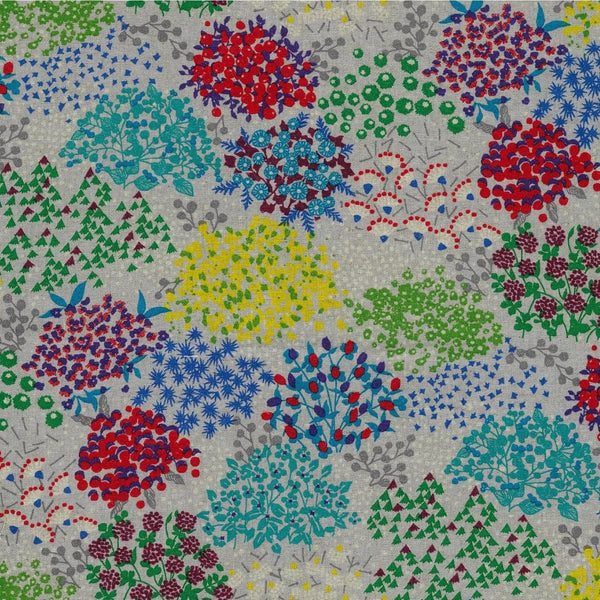 Sketch cotton linen canvas fabric by Echino for Kokka in gray multi