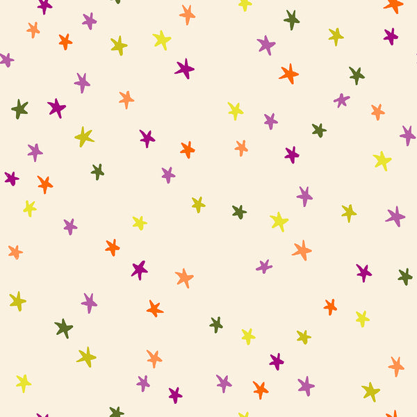 Starry cotton fabric by Ruby Star Society featuring tiny multicolored stars.