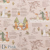 Story cotton fabric in pink by Kate Greenaway