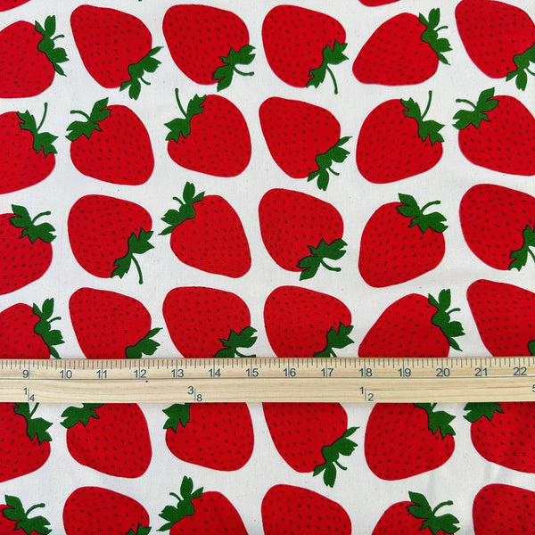 Scale of Strawberries Cotton Oxford fabric by Sevenberry, style B850592Z 1-2, in natural