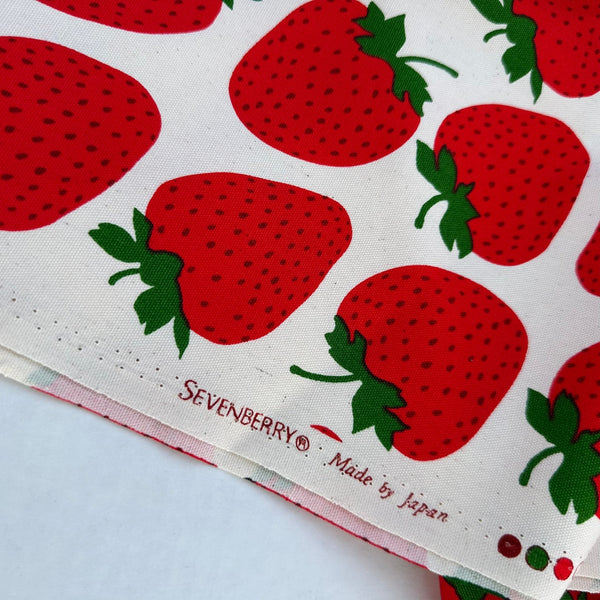 Selvage of Strawberries Cotton Oxford fabric by Sevenberry, style B850592Z 1-2, in natural