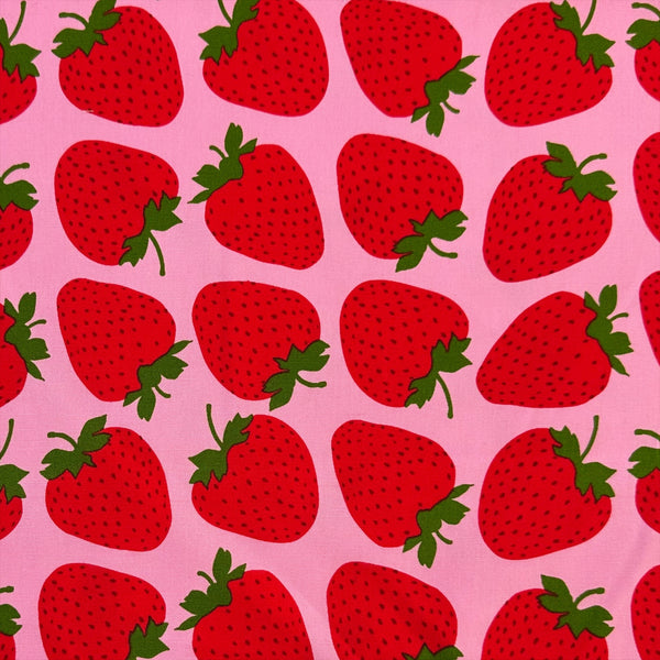 Strawberries Cotton Oxford fabric by Sevenberry, style B850592Z 1-3, in pink