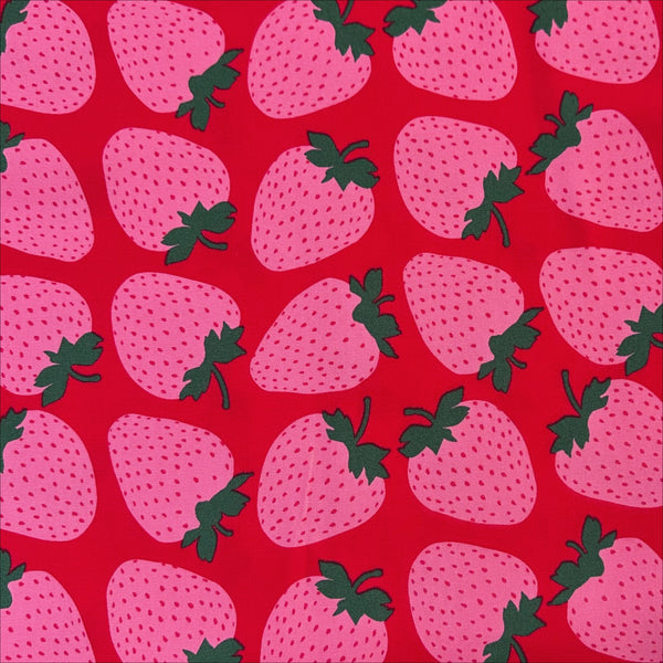 Strawberries Cotton Oxford fabric by Sevenberry, style B850592Z 1-1, in red