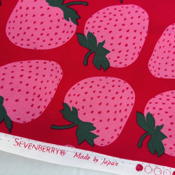 Selvage of Strawberries Cotton Oxford fabric by Sevenberry, style B850592Z 1-1, in red