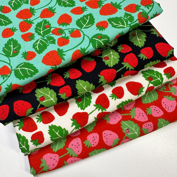 Strawberries Vines cotton oxford fabric by Sevenberry, Japanese import featuring strawberry and vine print