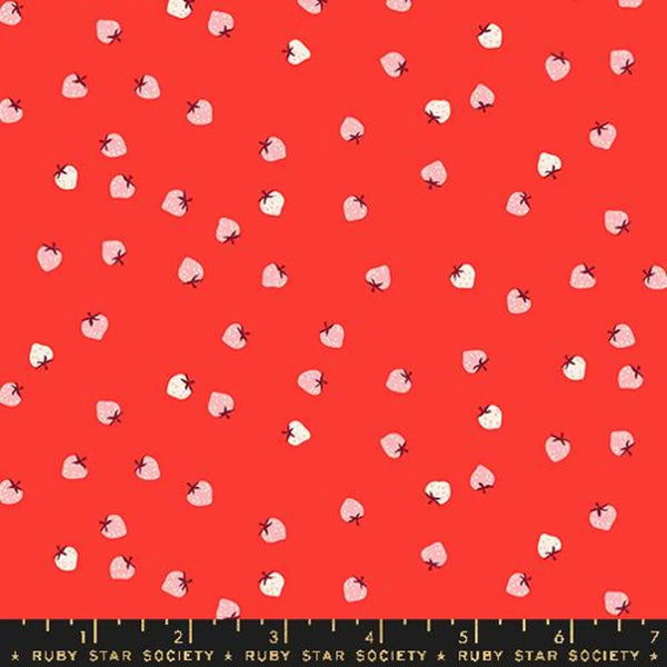Strawberry Mini Berry cotton fabric in Lollipop by Kimberly Knight for Ruby Star Society