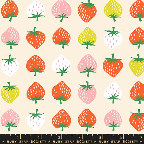 Stock photo of Strawberry cotton fabric in shell by Kimberly Knight for Ruby Star Society