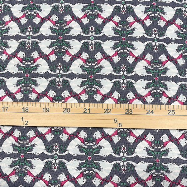 Scale of Sun Sun Cat cotton oxford fabric by Yuwa in gray, CO-159219-C