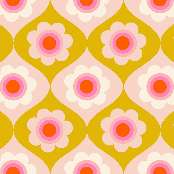 Trinketry Floral Fabric in Goldenrod by Melody Miller for Ruby Star Society – cotton print featuring retro floral designs